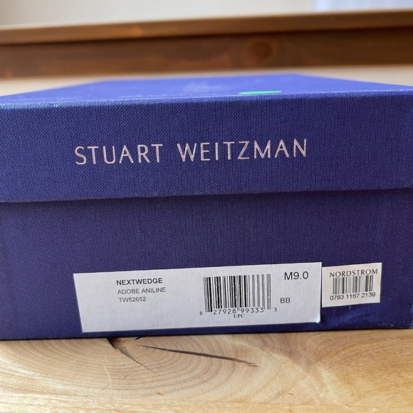STUART WEITZMAN NEXTWEDGE ADOBE ANILINE SANDAL 9 LEATHER ADJ STRAP SUMMER CHIC - Picture 11 of 11